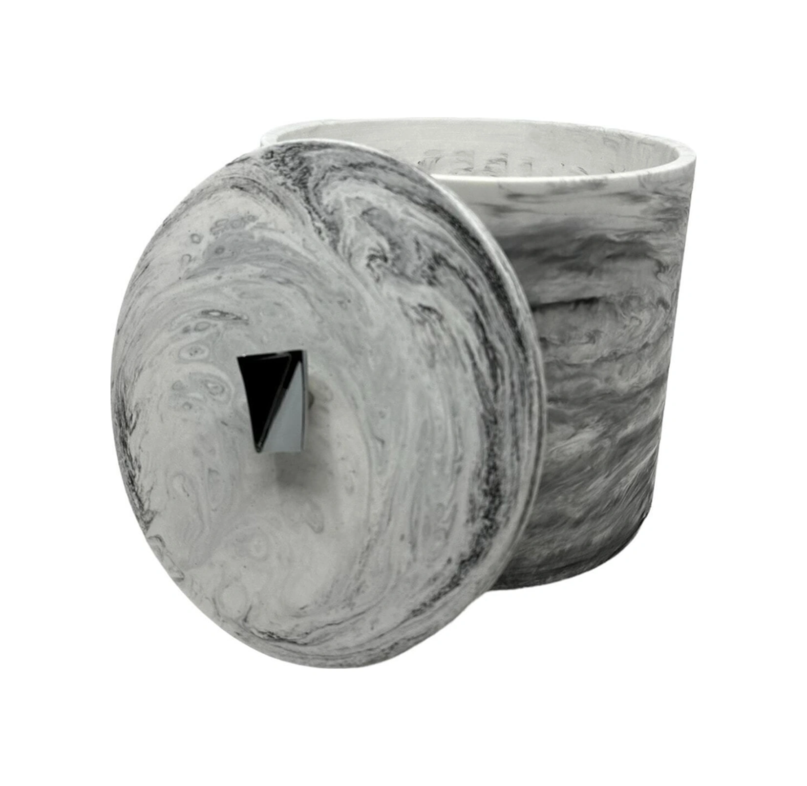 Mermer Desenli Beton Çöp Kovası Banyo Mutfak Tuvalet Wc 18 Cm 4 Litre Gri