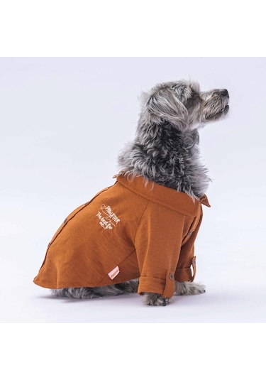 Pawstar Kahverengi Linen Look Kedi Köpek Gömleği