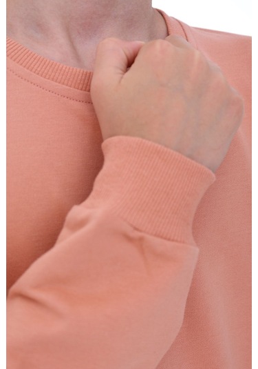 Zuzunga Oversize Unisex Basic Düz Yavruağzı Renk %100 Pamuk Sweatshirt 2-11 Yaş Yavruağzı