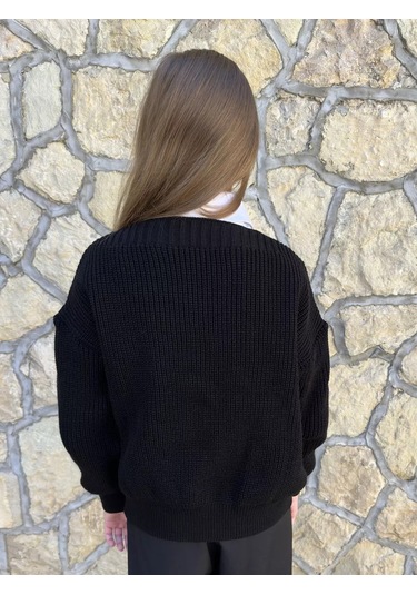 İ-sheep Okul Kazağı Düğmeli Sıcak Kardigan 177733025 Siyah