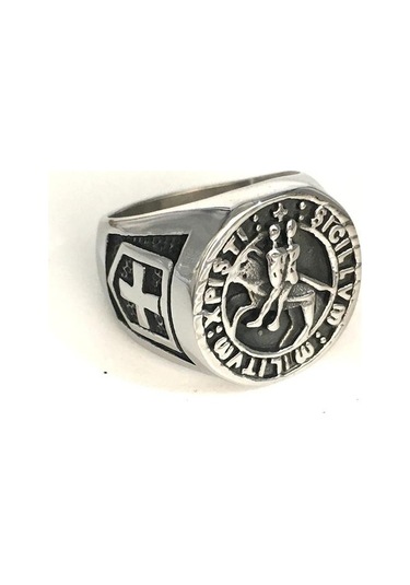 Novahub Kişilik Vintage Çift Şövalye İç İçe Yüzük Paslanmaz Çelik Templar Şövalye Erkek Yüzük Çok Renkli Çok Renkli