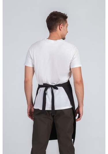 Erkek Belden Bağlamalı Barista Şef Mutfak Önlüğü Siyah