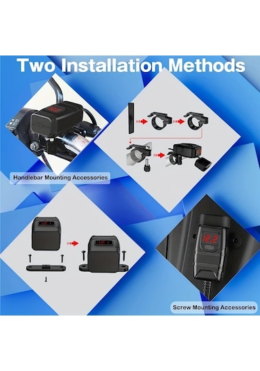 Boatshop1 Zh-854a1 Voltmetre Ve Aç Kap Anahtarı Çift Usb 6.8a Hızlı Şarj 3.0 Motosiklet Gidon Şarj Cihazı Telefon Tablet Gps İçin Sae Usb Adaptör