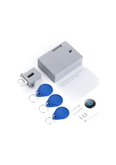 Yuntech01 Akıllı Gizli Kilit - Çekmece/çekyat/çift Kapı Uyumlu - Kablosuz Sensörlü - Mavi Anahtar - Pil Hariç - 1 Kart 3 Kilit