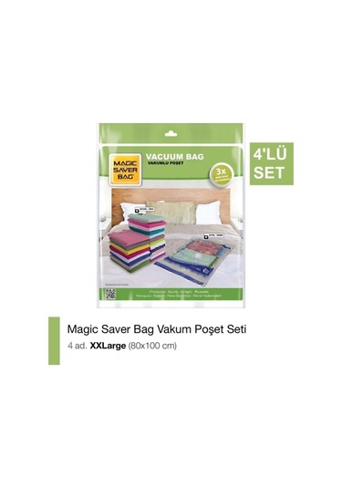Magic Saver Bag Vakumlu Hurç 80x100 Cm. 4 Lü - Vakumlu Poşet Hurç Şefaf