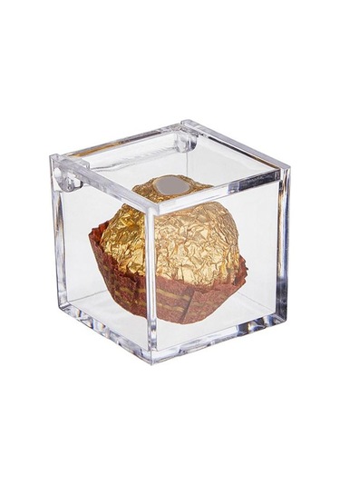 Şeffaf Akrilik Kutular Kapaklı Küçük Kare Küp Kaplar Plastik Saklama Düzenleyici Şeffaf