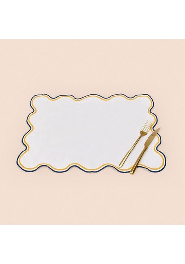 Evidea Soft Nonna Amerikan Servis - Hardal / Mavi - 30x50 Cm Hardal / Mavi Hardal - Mavi