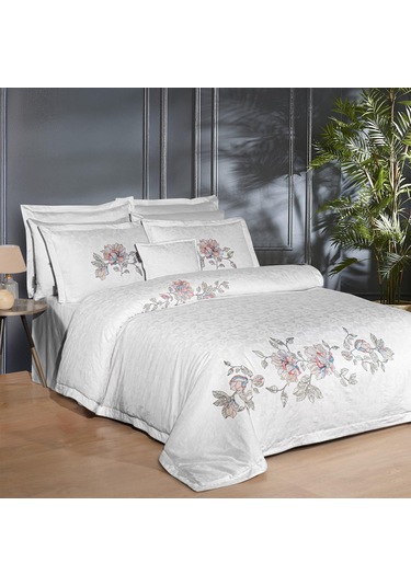 Sarev İlay Çift Kişilik %100 Pamuk Saten "300 Tc" Nevresim Takımı Gri Gri