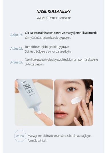 Uzun Süre Nemlendirme Sağlayan Makyaj Bazı Clio Wake Up Primer Moisture