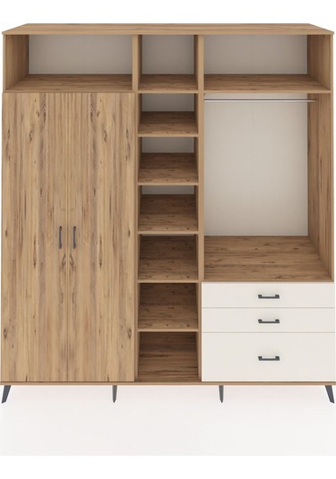 Kronos Dolap 9 Raflı 3 Çekmeceli 2 Askılı 220x59x243 Çam-çam/aytaşı Atlas Çam/aytası