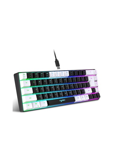 Yunboo Hxsj V200 68 Tuşlu Rgb Aydınlatmalı Taşınabilir Oyun Klavyesi - Çift Renk Seçeneği Ve 19 Tuş Çakışmasız