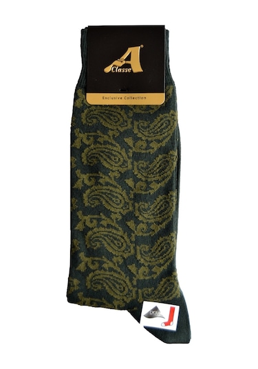 A Classe Şal Desenli Nefti Yeşili Erkek Çorap Nefti Yeşil