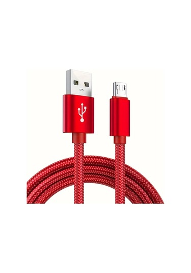 Oldfriend Hızlı Şarj Nylon Örgülü Micro Usb Kablosu Samsung Uyumlu Xiaomi Vivo Oppo Redmi Android Telefonlar Kırmızı 1m