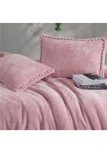 Clasy Wellsoft Ponpon Detaylı Yatak Örtüsü Seti Tek Kişilik Masse 180 X 240 Pudra
