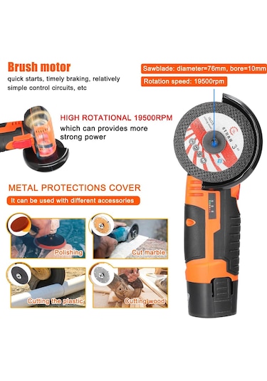 Jms Geevorks 19500 Rpm Elektrikli Mini El Kesici Taşlama Aracı Eu Plug + Batarya