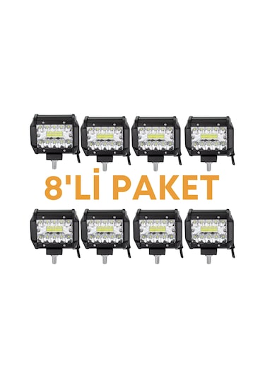 8 Adet 60w Kombo Aydınlatma 20 Led Çalışma Lambası Off Road