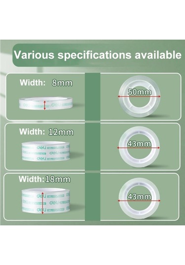 Deli Küçük Yüksek Viskozite Ofis Şeffaf Teyp Öğrenci Kırtasiye Kaseti, Size:12 Rolls Width 1.2cm X Length 12.8m Diğer