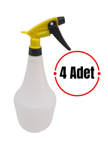 Sprey Şişesi 1 Lt Sarı, Kimyasala Dayanıklı Sprey Şişe 4 Adet