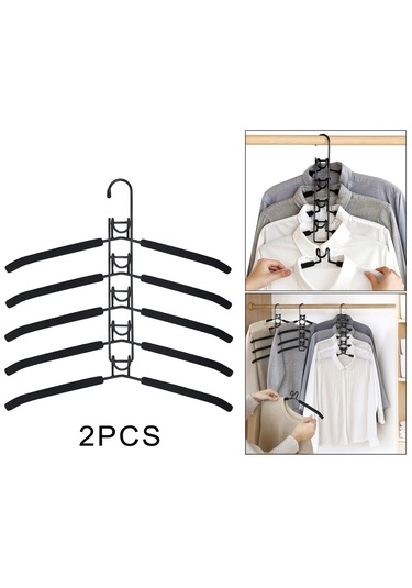 Homyl 5'i 1 Arada Çok Katmanlı Kanca Metal Elbise Askıları Siyah