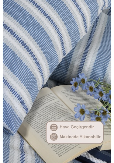 Elart Scatt Nevresim Takımı Tek Kişilik Lastikli Çarşaf 160x220 Cm Mavi Mavi