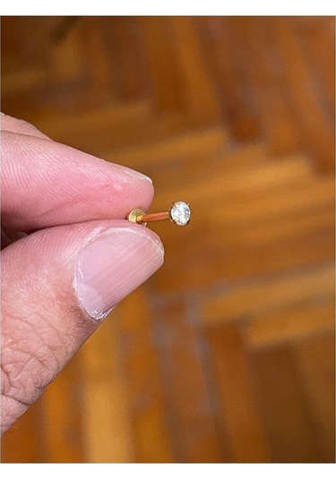 Cerrahi Çelik Tragus Helix Kıkırdak Conch Minimal Tek Taş Piercing Gold