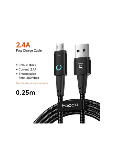 Toockitoocki Mikro Usb Kablo Samsung Uyumlu S10 2.4a Hızlı Şarj Veri Kablosuwhıte90 Cm