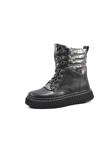 Onlo Ayakkabı OP.7616 Deri Siyah Fermuarlı Kız Çocuk Postal Bot Siyah