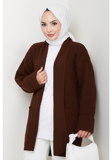 Enfil Şal Yaka Triko Hırka 1598 - Acı Kahve Acı Kahverengi