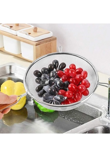 Ulzyvf Uzun Un Süzgeç Saplı Paslanmaz Çelik Örgü Kevgir, İnce Eleme Elek İçin Dayanıklı Çelik Süzgeç Pj Çelik