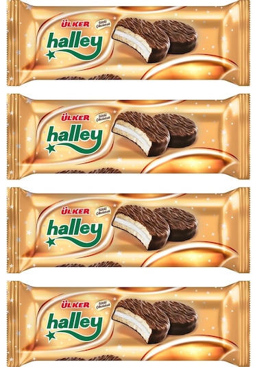 Ülker Halley Çikolata Kaplamalı Sandviç Bisküvi 4'lü 240 G