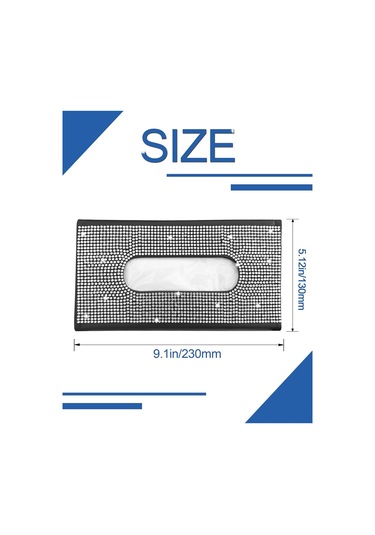 Maiyame Siyah Deri Beyaz Kristal Taşlı Otomobil Güneşlik Kağıt Havlu Kutusu Tutucu