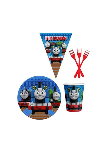 Thomas Ve Arkadaşları 8 Kişilik Erkek Doğum Günü 4 Parçalı Mini Set