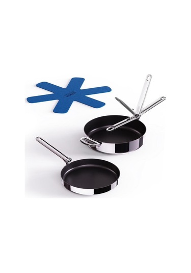 Joseph Joseph 1000019 Space 3 Katmanlı Paslanmaz Çelik Seramik Kaplama 3 Parça Kızartma Tavası Seti Inox