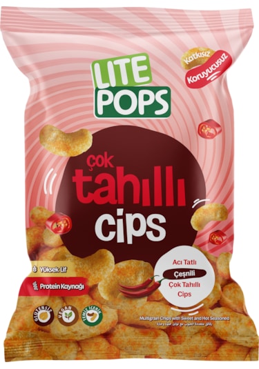 Lite Pops Tayland Tatlı Biber Aromalı Nohut Cipsi Çok Tahıl Cipsi 50 Gram X 10 Paket