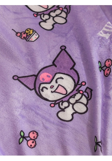 Mor Hello Kitty Baskılı Tv Battaniyesi 100x150 Cm