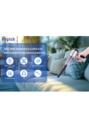 Monyee 80w 19000pa Süpürge Ve Hava Pompa 2'li 1, Li-poly Batarya, Taşınabilir El Tipi, Fırça Ve Kullanım Kılavuzu İçerir