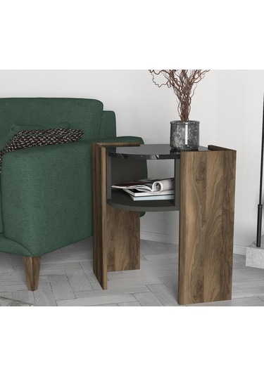 Dekorister Exclusive Marbel Koltuk Yan Sehpa Ceviz-Mermer