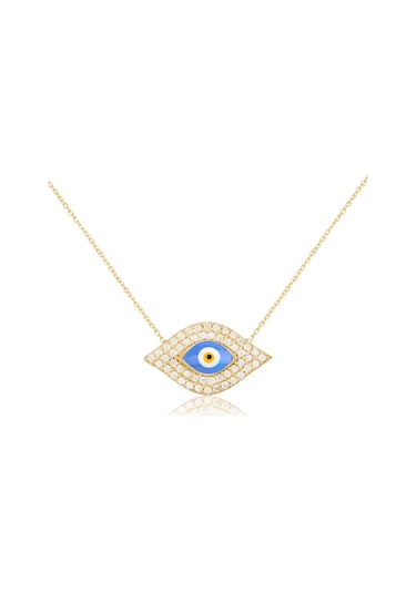 Cosar Silver 925 Ayar Göz Mineli Kolye Gold