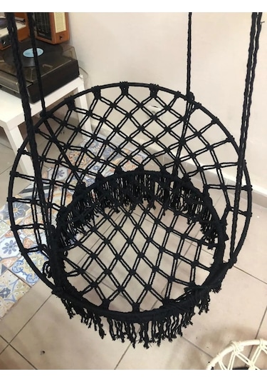 Makrome Özel Örgü Salıncak Siyah Renk Siyah