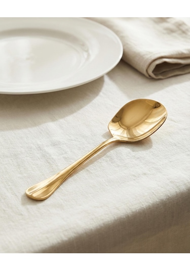 Gold Orta Boy Paslanmaz Çelik Servis Kaşığı & Profesyonel Sunum Gereci 21 Cm
