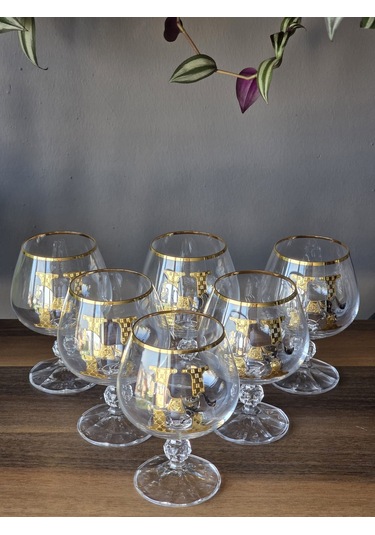 Fermato 6 'lı 24k El İşçiliği - Gerçek Altın İşlemeli 250 Cc'lik Kahve Yanı Kristal Bardak Horse Mix Çok Renkli