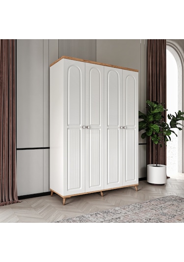 Bohem 4 Kapaklı Komple Mdf Gardırop - Elbise Dolabı