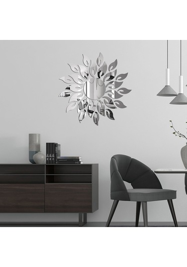 Dianziye Gümüş Renkli 27 Parça Plastik Ayna Duvar Sticker Seti - Hafif, Kaldırılabilir, Ev Dekoru Arka Plan Duvar Stickerı Gümüş