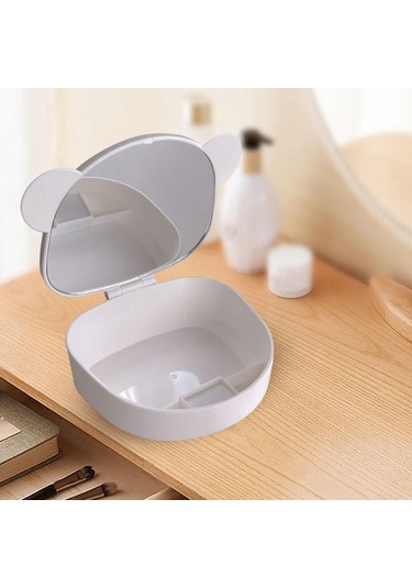 Suntek Makyaj Aynası Bilezikli Saklama Kutusu Hafif Beyaz