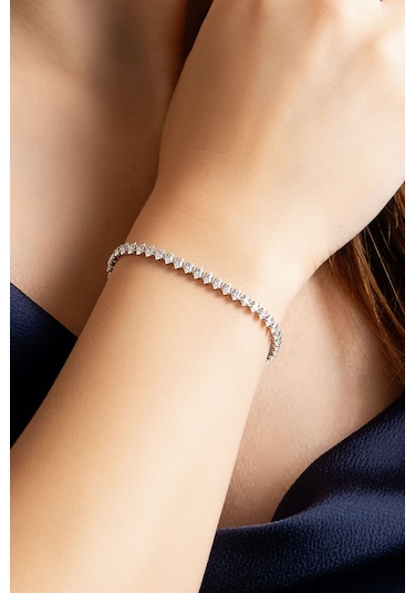 Modern Tasarım 18 Ayar Beyaz Altın Kaplama Ayarlanabilir Gümüş Su Yolu Bileklik