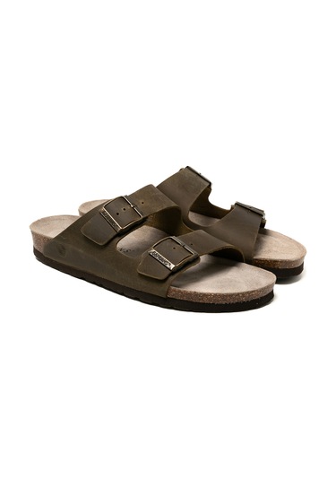 Terlik Erkek Hawaıı G105996 Genuins Oiled Leather Kaki Oiled Leather Kaki