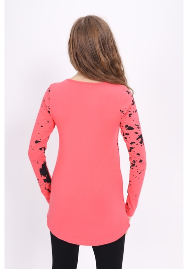 Toontoy Kız Çocuk Sweatshirt Lazer Kesim Dudak Nakışlı Nar Çiçeği