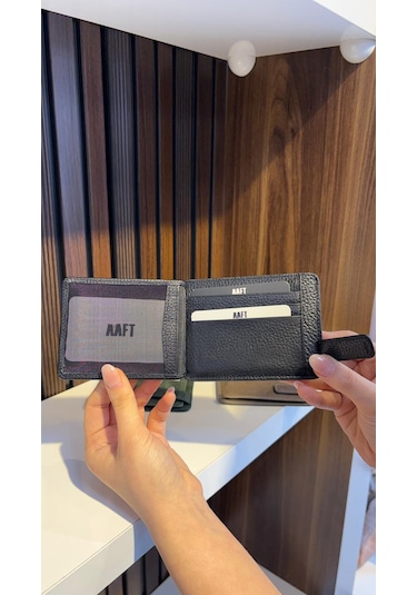 Mft Leather Hakiki Deri Mıknatıslı Kartlık Mona 1103 Siyah