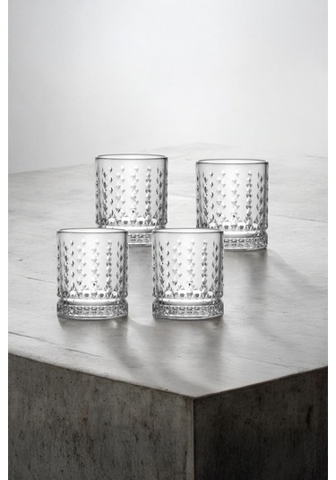 Bianca 4'lü Kristal Desenli Cam Meşrubat Bardağı Seti 222 Ml- Şık Ve Kullanışlı Şeffaf