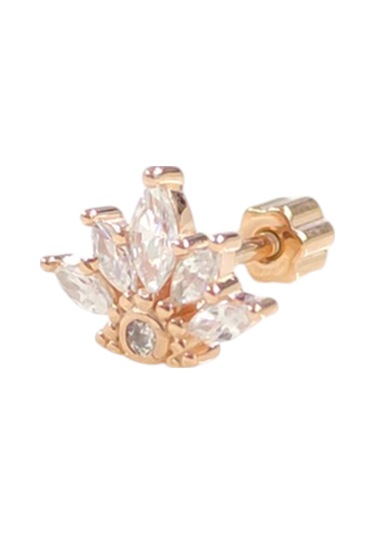 Taç Gümüş Tragus Pıercıng - Rose Bakır Beyaz